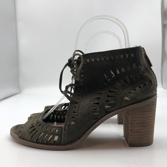 Vince Camuto Tarita Sandals Women's Size 6.5 Cutout Lace-Up Olive Green - Picture 3 of 13